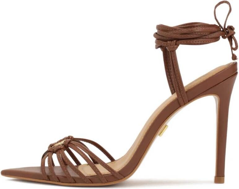 Kazar Bruine sandalen met strikbandjes en puntige neuzen