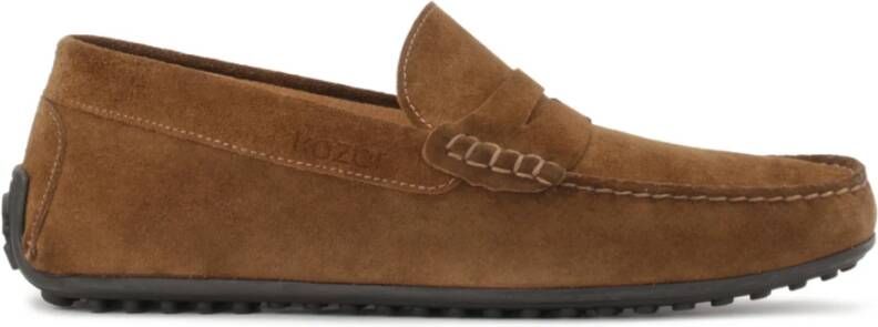 Kazar Bruine suède mocassins op een comfortabele zool