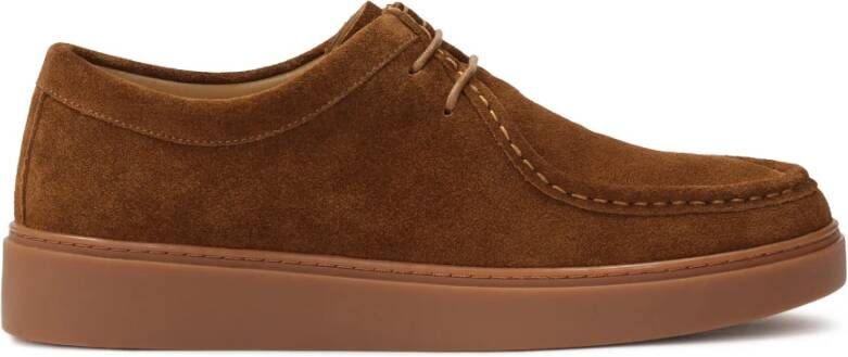 Kazar Bruine suède sneakers met korte veters