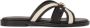 Kazar Comfortabele teenslippers van leer en stof op een platte zool - Thumbnail 1