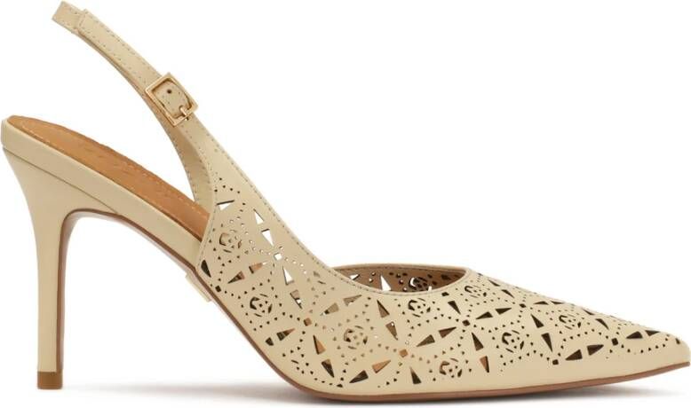 Kazar Crème slingback pumps met opengewerkt patroon