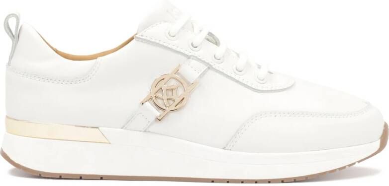 Kazar Dames witte leren sneakers in minimalistische stijl White Dames