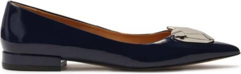 Kazar Donkerblauwe platte pumps met grote versiering