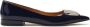 Kazar Donkerblauwe platte pumps met grote versiering - Thumbnail 1