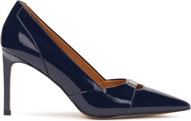 Kazar Gelakte marineblauwe pumps met hak