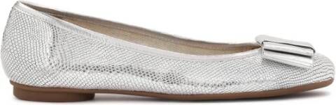 Kazar Gestanste leren ballerina's in zilverkleur Gray Dames