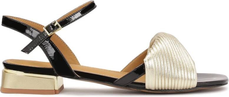 Kazar Goud-zwarte lage sandalen met hak
