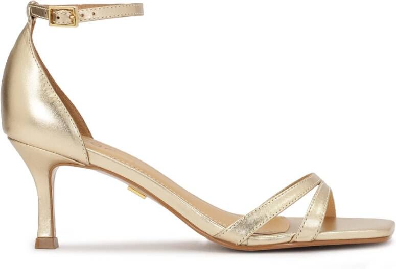 Kazar Gouden leren sandalen met lage hak