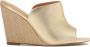 Kazar Gouden leren teenslippers met raffia hakken - Thumbnail 1