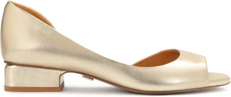 Kazar Gouden peep toe pumps met lage hak