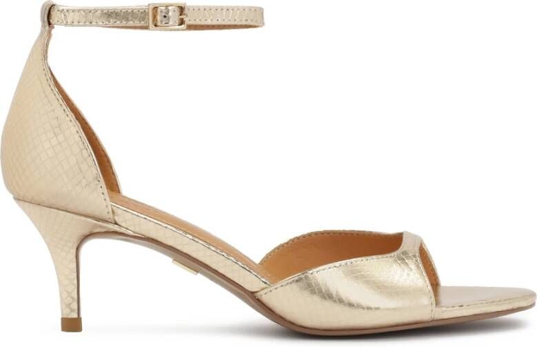 Kazar Gouden sandalen van gestempeld leer met lage hak