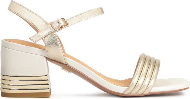 Kazar Gouden-witte leren sandalen met versierde hak - Foto 2