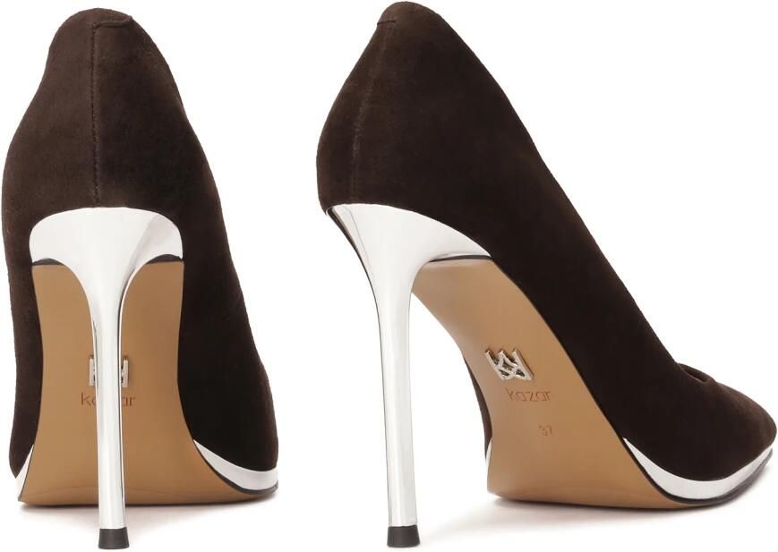 Kazar Bruine pumps met zilveren hak - Foto 5