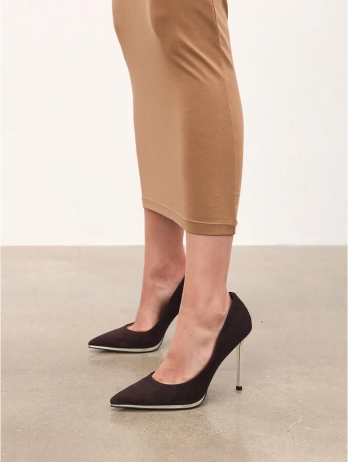 Kazar Bruine pumps met zilveren hak - Foto 3