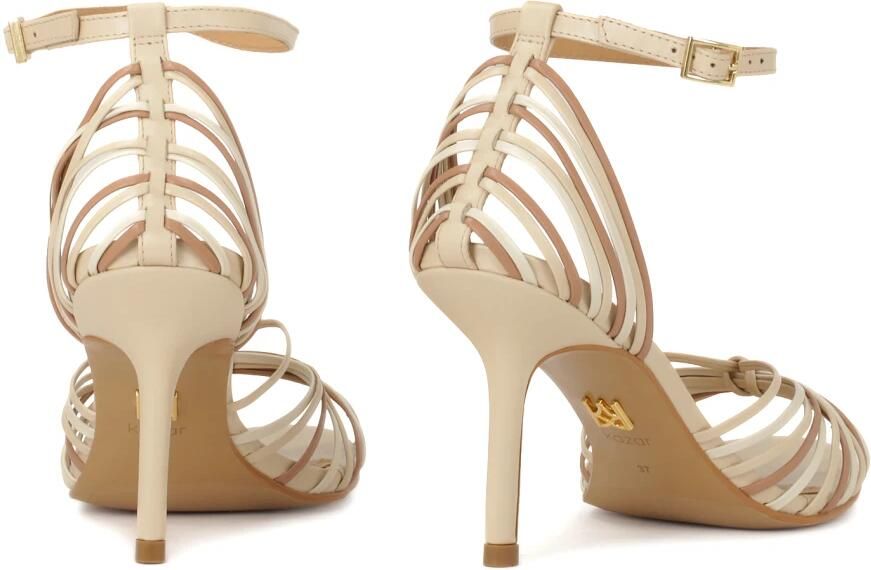 Kazar Beige en bruine sandalen met hak