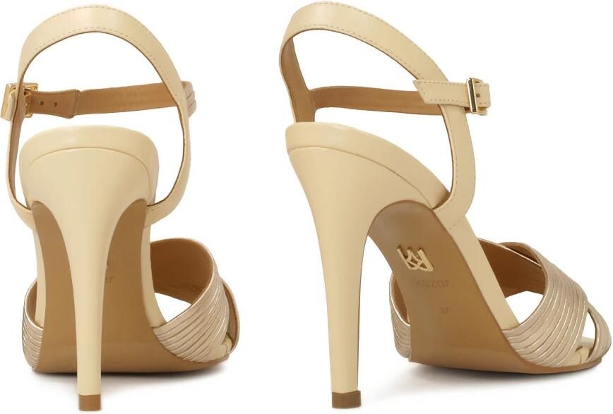 Kazar Beige en gouden sandalen met gekruiste bandjes