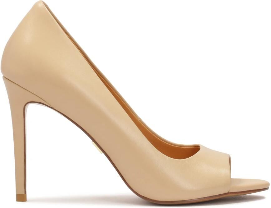 Kazar Beige leren peep toe hoge hakken pumps.Dit product valt klein uit.