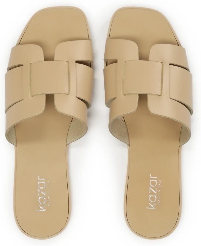 Kazar Beige leren slippers met een minimalistisch ontwerp