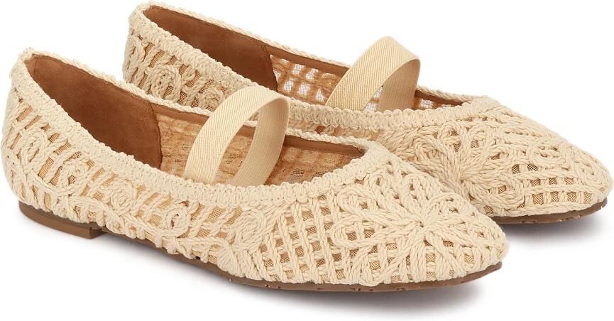 Kazar Beige pumps van geweven stof met een opengewerkt patroon - Foto 5
