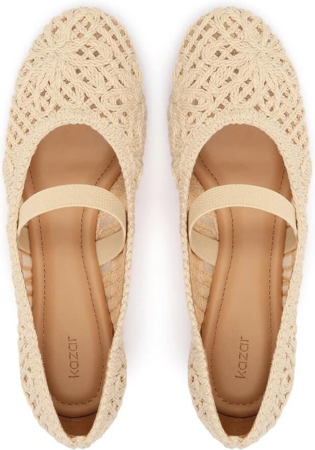 Kazar Beige pumps van geweven stof met een opengewerkt patroon - Foto 4