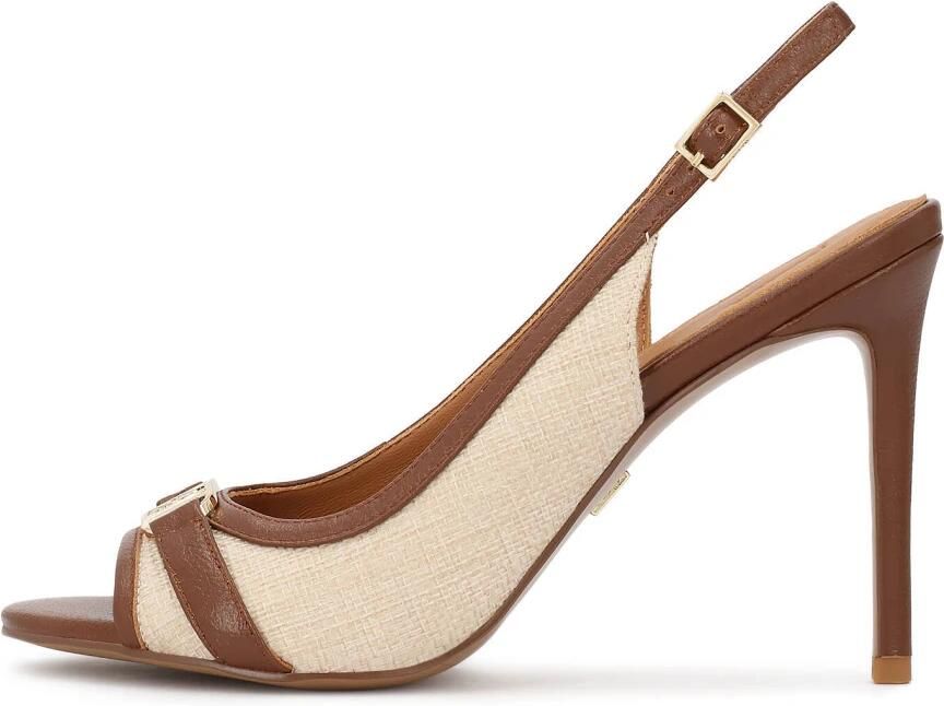 Kazar Beige fabric and brown leather sandals - Foto 2