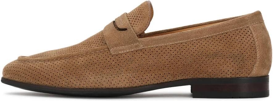 Kazar Beige suède loafers met geperforeerd bovenwerk - Foto 2