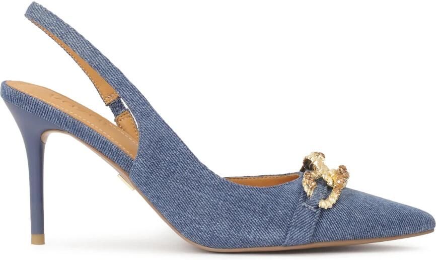 Kazar Blauwe denim stof slingback pumps.Dit product valt klein uit.