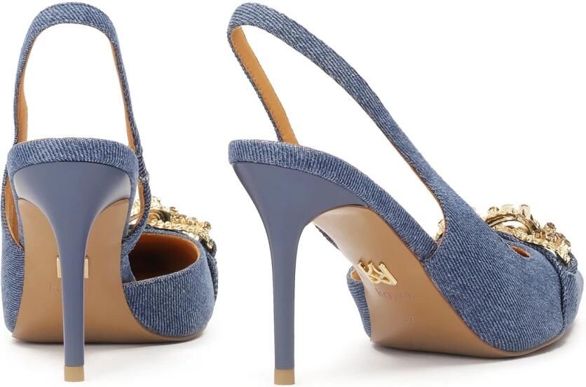 Kazar Blauwe denim stof slingback pumps.Dit product valt klein uit. - Foto 2