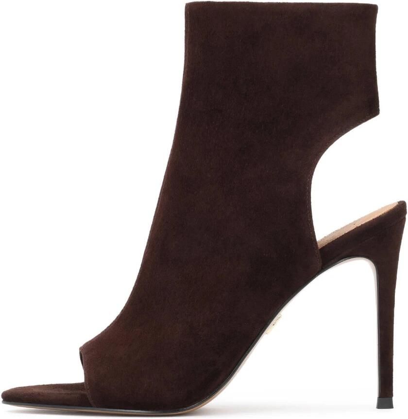 Kazar Dark brown peep toe boots on a slender stiletto heel - Foto 2