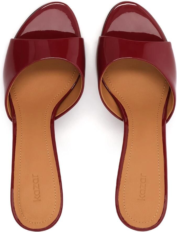 Kazar Bordeau lakleren teenslippers op een hoge stilettohak - Foto 2