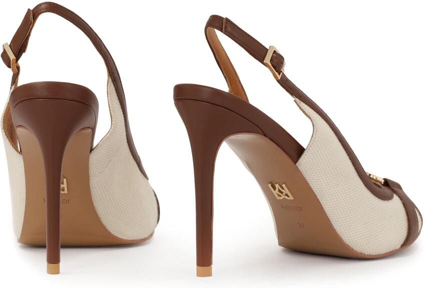 Kazar Bruine en beige leren en stoffen sandalen