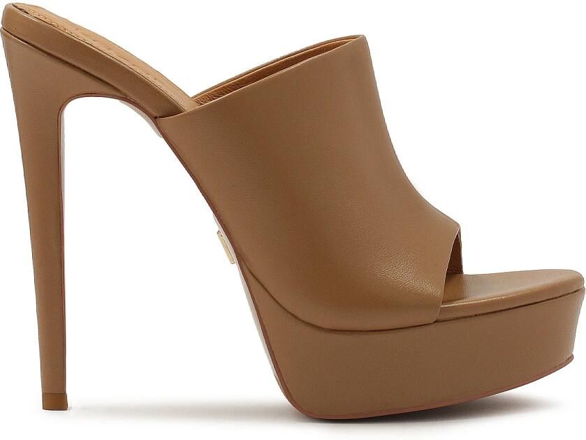 Kazar Bruine flip-flops met plateauzool en hoge hak