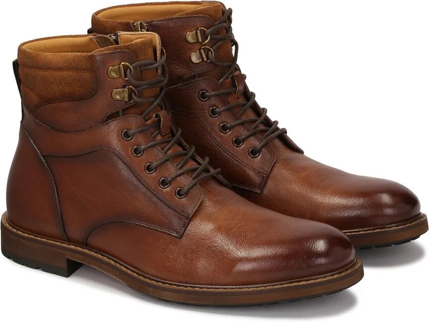 Kazar Brown smooth leather and suede boots