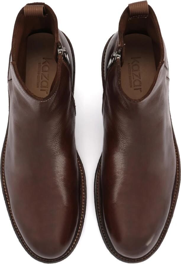 Kazar Bruine laarzen met rits en leren zool