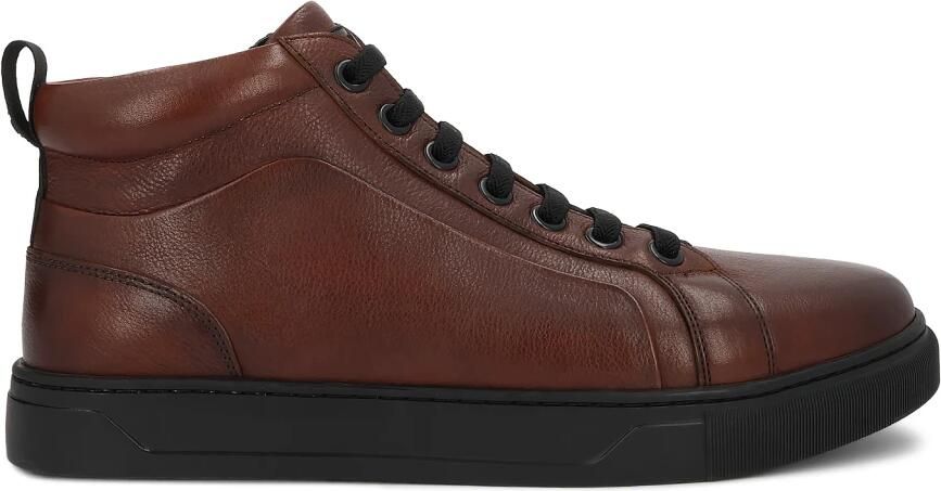 Kazar Bruine leren herensneakers met hoge schacht