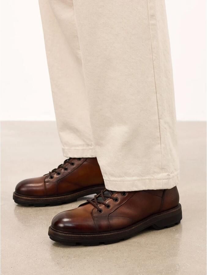 Kazar Bruine leren laarzen met geïsoleerde kraag