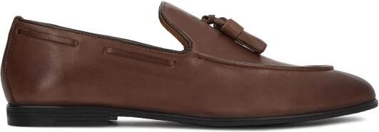Kazar bruine leren loafers met haakjes en nautische veters