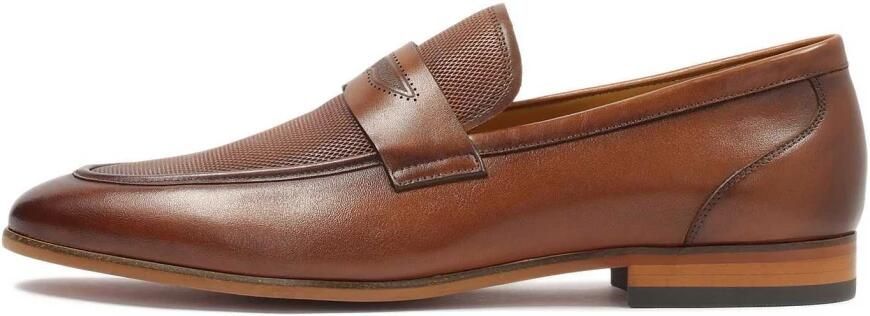 Kazar Bruine leren loafers met reliëf.Dit product valt groot uit. - Foto 2