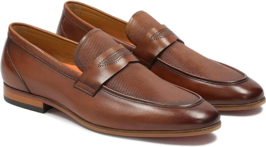 Kazar Bruine leren loafers met reliëf.Dit product valt groot uit. - Foto 3