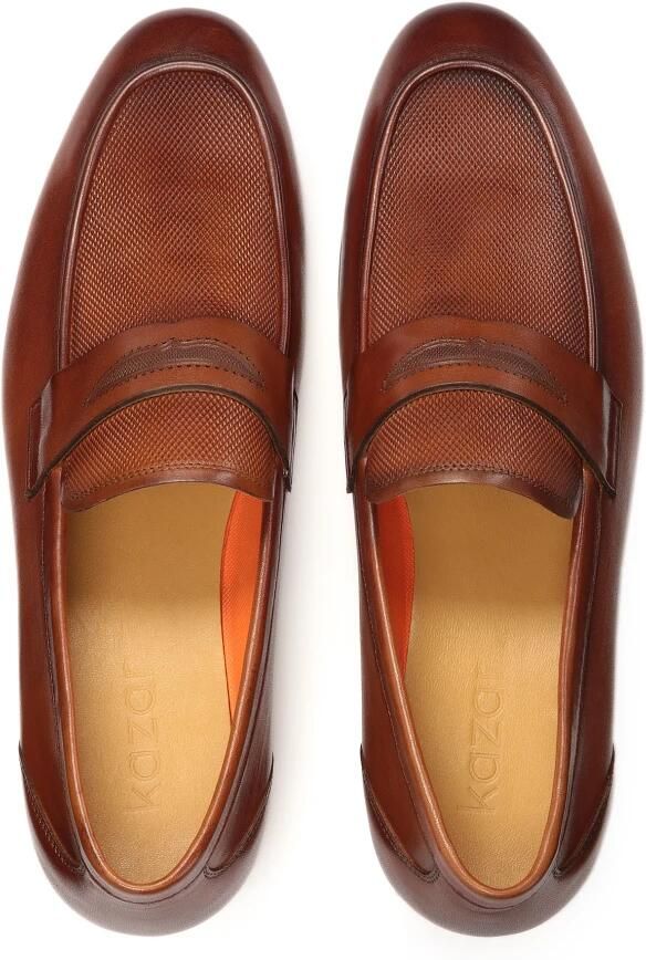 Kazar Bruine leren loafers met reliëf.Dit product valt groot uit. - Foto 2
