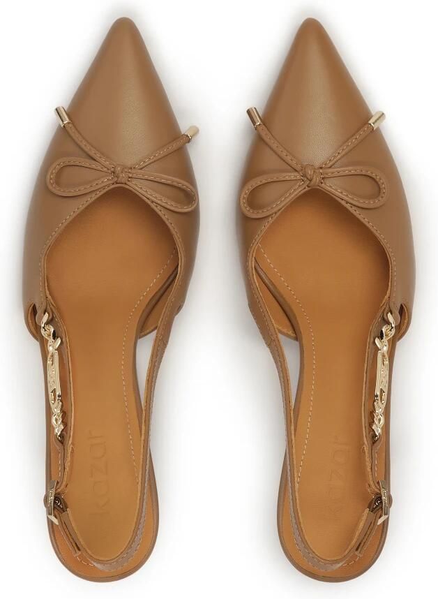 Kazar Bruine pumps met strik en metalen versiering BASILIA.Dit product valt klein uit. - Foto 2