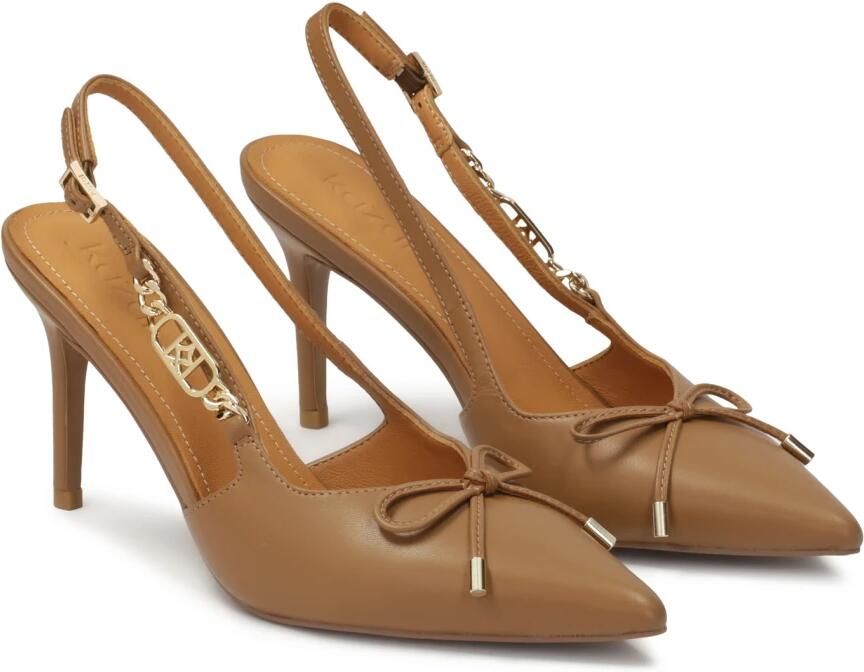 Kazar Bruine pumps met strik en metalen versiering BASILIA.Dit product valt klein uit. - Foto 4