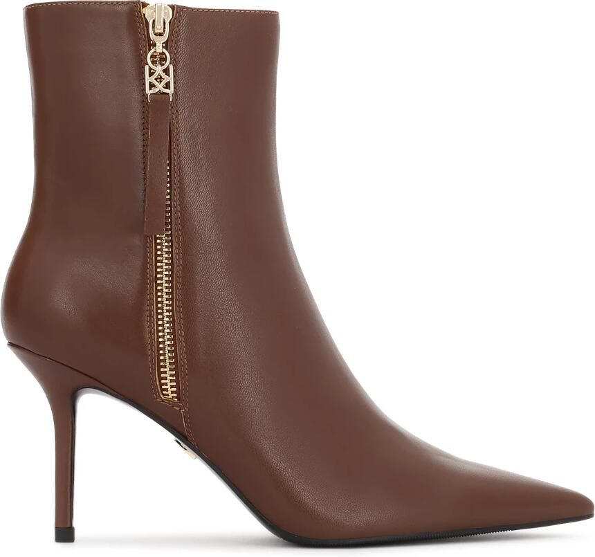 Kazar Bruine stiletto enkellaarsjes met puntige neus