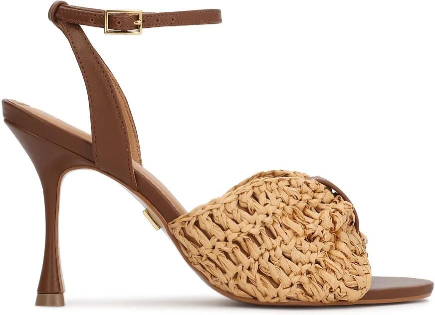 Kazar Bruine stiletto sandalen met raffia strik