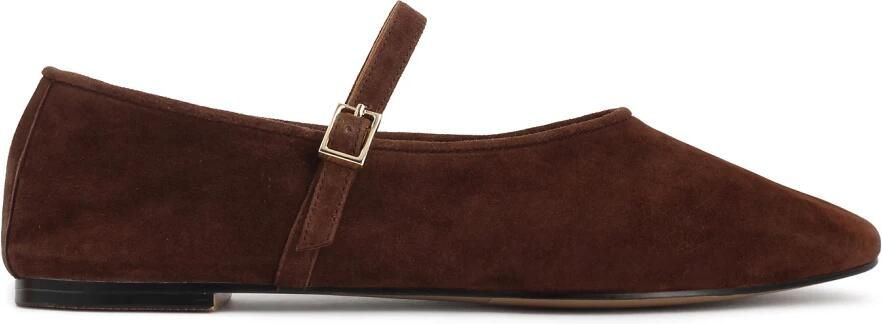 Kazar Bruine suède ballerina's met riempje