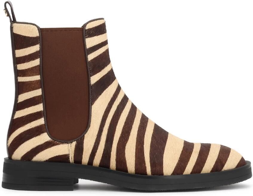 Kazar Chelsea boots van zebraprint haar-op leer in beige- en bruintinten