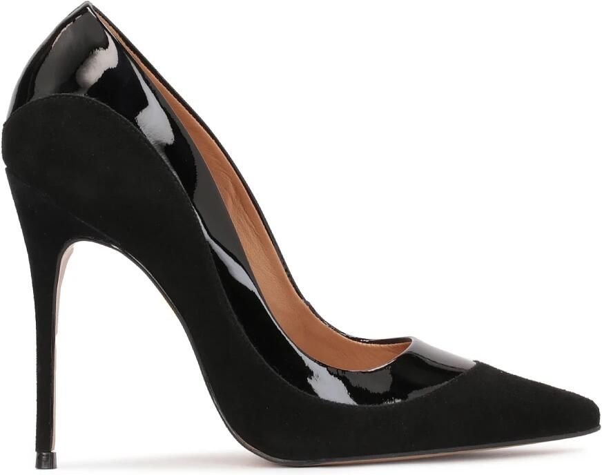 Kazar Chique Zwart Lederen Suède Pumps.Dit product valt groot uit.