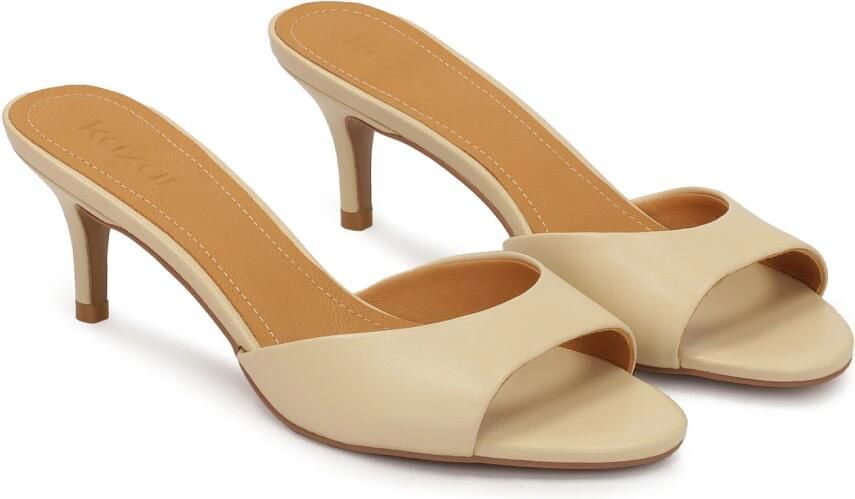 Kazar Crème flip-flops op een lage stilettohak - Foto 3