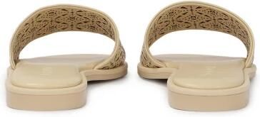Kazar Crèmekleurige Slides met Brede Band en Fijn Patroon - Foto 5