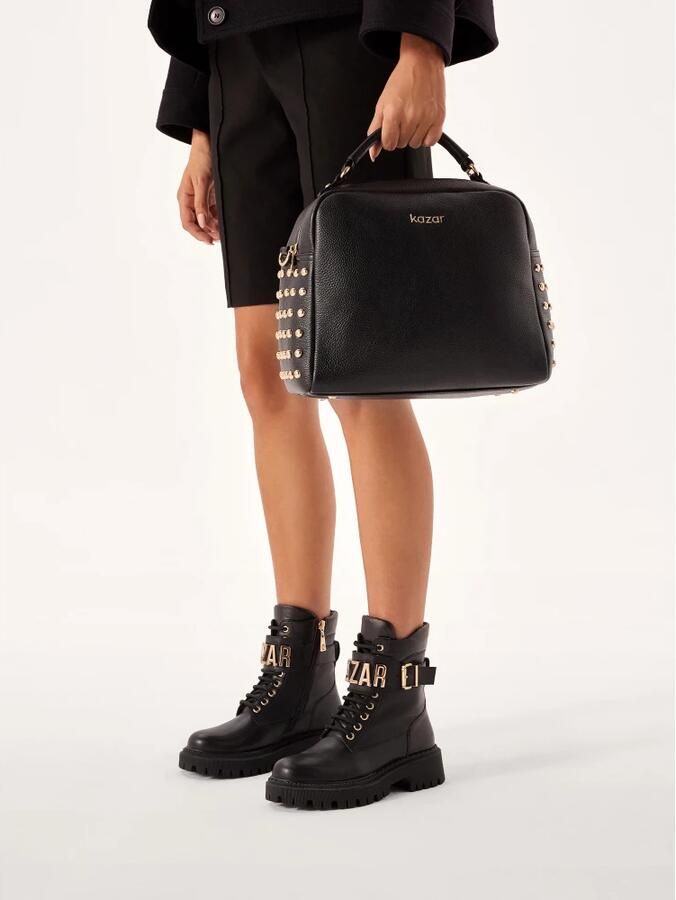 Kazar Women's leather boots decorated with metal lettering - Foto 3